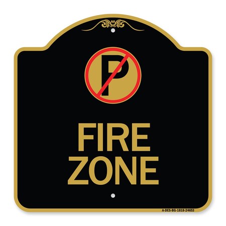 Signmission Designer Series Sign-No Parking, Black & Gold Aluminum Architectural Sign, 18" x 18", BG-1818-24653 A-DES-BG-1818-24653